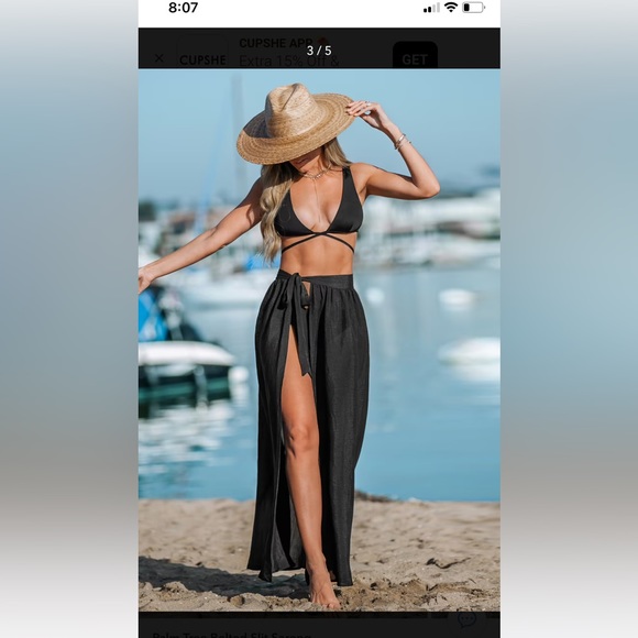 Palm Tree Belted Slit Sarong cupshe nwt - Picture 4 of 5